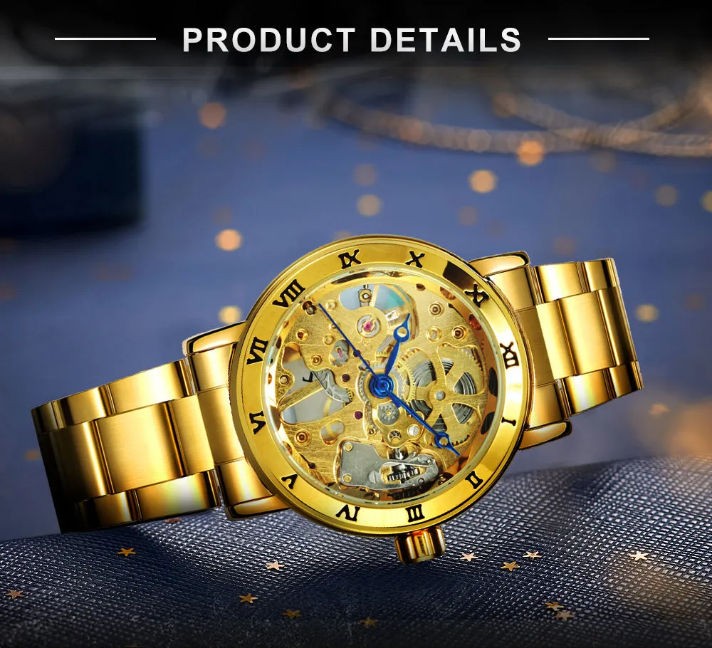 WINNER Official Women Watches Top Luxury Skeleton Mechanical Watch Simple Casual Clock Steel Strap Elegant Dress Lady Wristwatch
