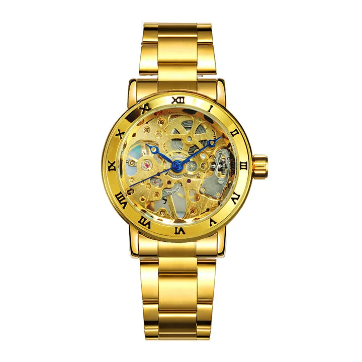WINNER Official Women Watches Top Luxury Skeleton Mechanical Watch Simple Casual Clock Steel Strap Elegant Dress Lady Wristwatch