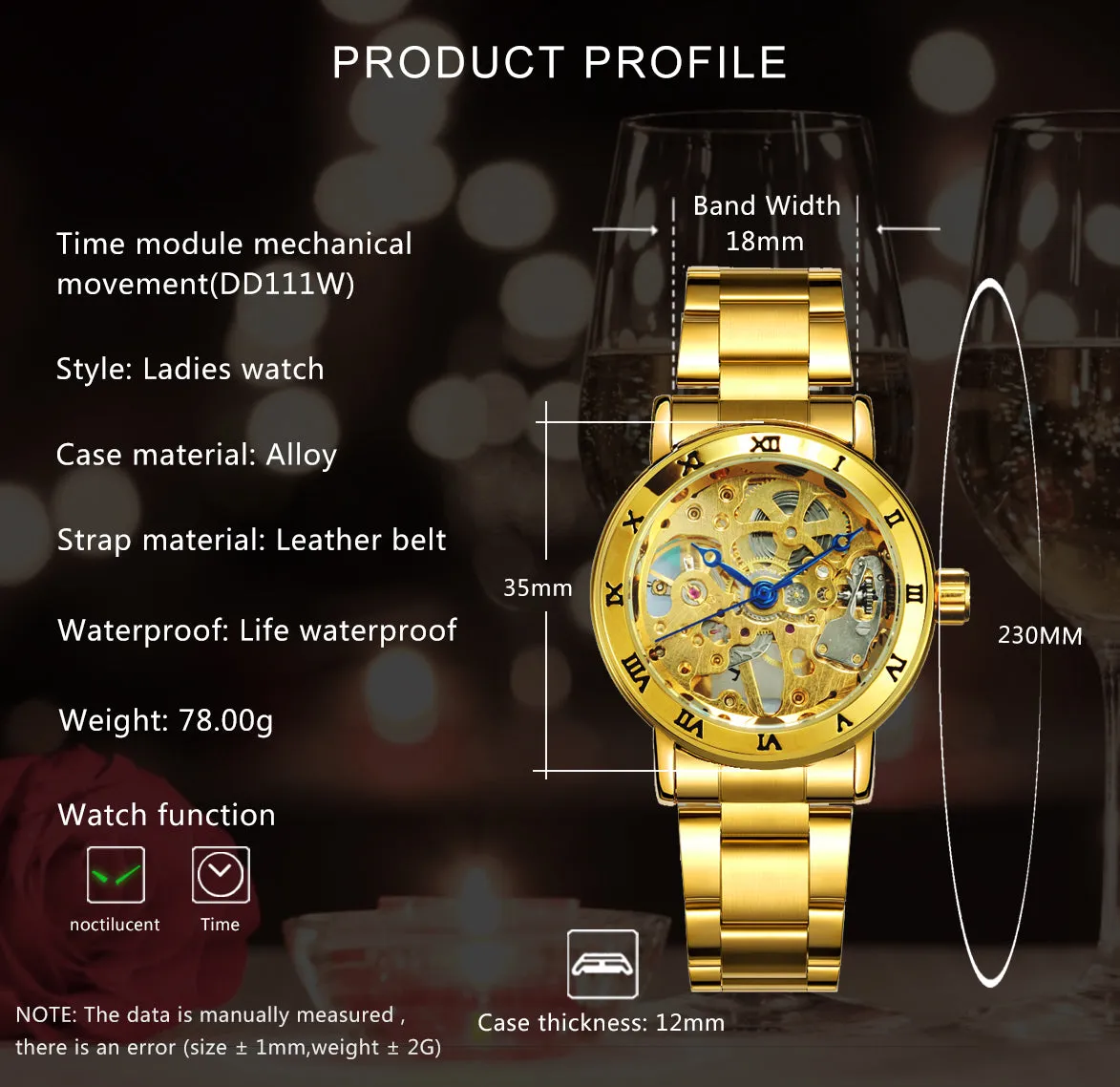 WINNER Official Women Watches Top Luxury Skeleton Mechanical Watch Simple Casual Clock Steel Strap Elegant Dress Lady Wristwatch