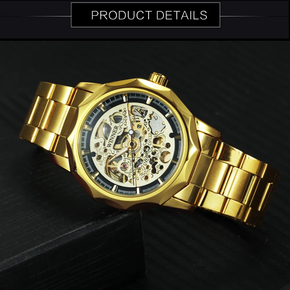 WINNER Watch Men's Luminous Automatic Mechanical Watch Fashion Stainless Steel Watch