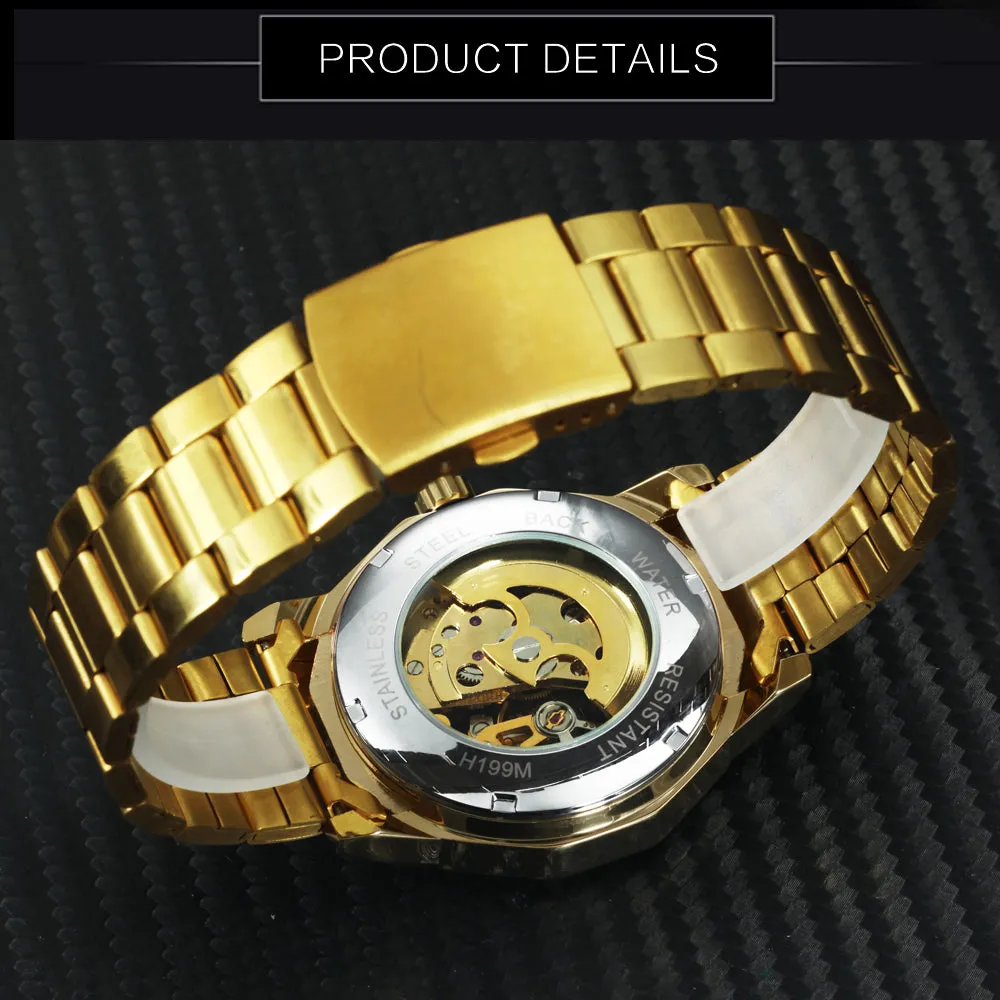 WINNER Watch Men's Luminous Automatic Mechanical Watch Fashion Stainless Steel Watch