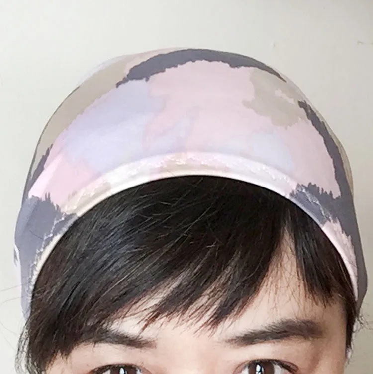 Yoga headband - Stretchy Jersey -  Pink, Gray