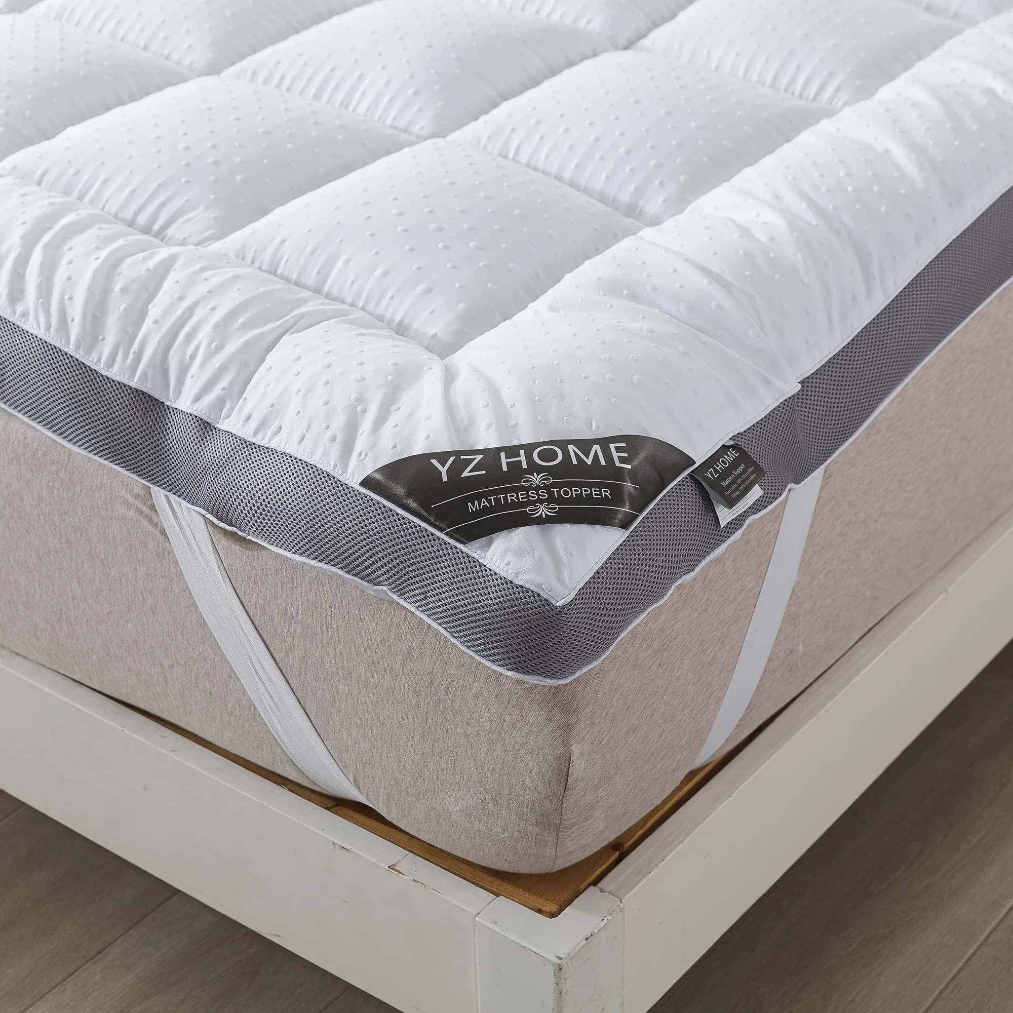 YZ HOMTEX Mattress Topper Full Mattress Pad Protector - Quality Plush Luxury Down Alternative Pillow Top - Ã‚ 3inch Extra Thick Mattress Cover (Full Size ), White